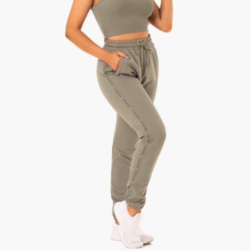 Base High Waisted Track Pants - Khaki - XS